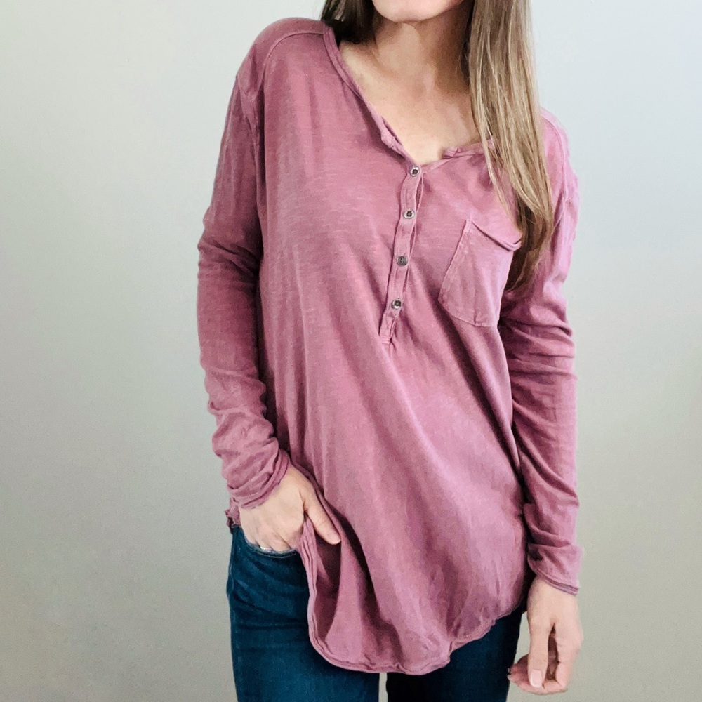 WE THE FREE Free People Frontier Slub Henley Tee size XS
